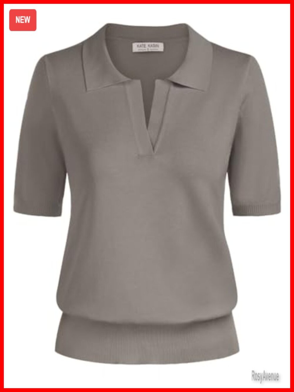 Women's V-Neck Short Sleeve Classic Polo Sweater Lightweight Knit